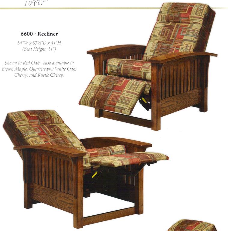 Oak Tree Furniture Amish Quality Made Mission Slat Recliner